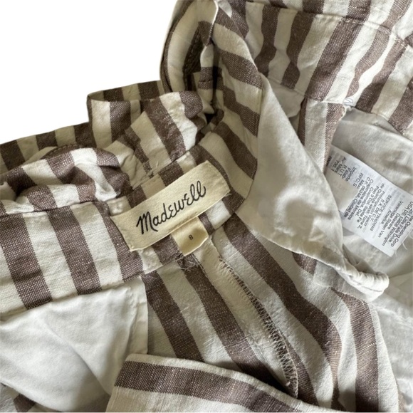 Madewell Striped Linen Blend Paperbag Waist Pants Soze 8 Coastal Chic - Picture 4 of 5
